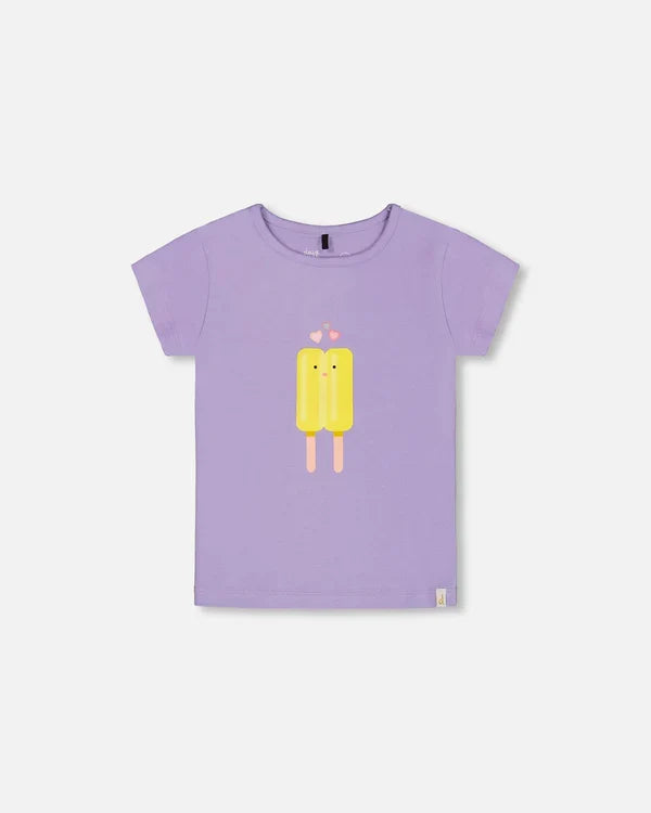 Deux Par Deux Organic Cotton Tee - Lavender Popcicle