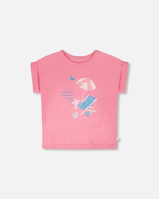 Deux Par Deux Organic Jersey T-Shirt - Aurora Pink