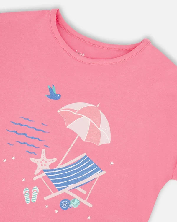 Deux Par Deux Organic Jersey T-Shirt - Aurora Pink