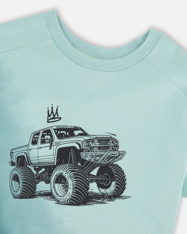 Deux Par Deux Organic Jersey T-Shirt - Blue Haze