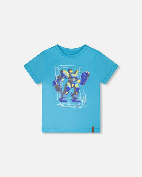 Deux Par Deux Organic Jersey T-Shirt - River Blue