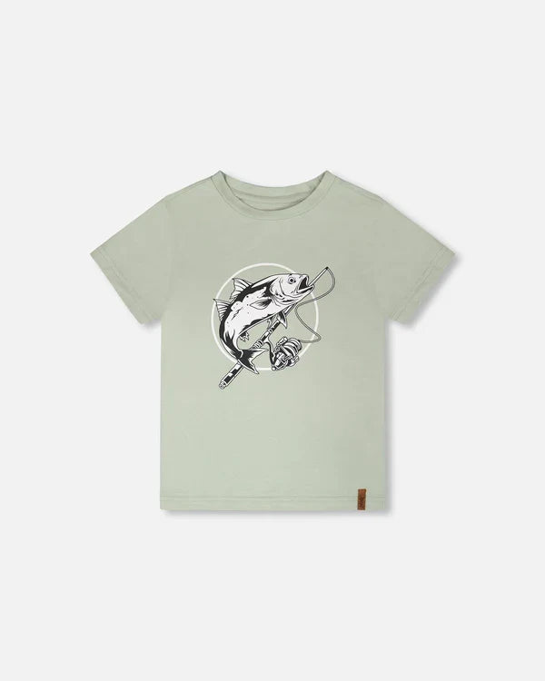 Deux Par Deux Organic Jersey T-Shirt - Smoke Green