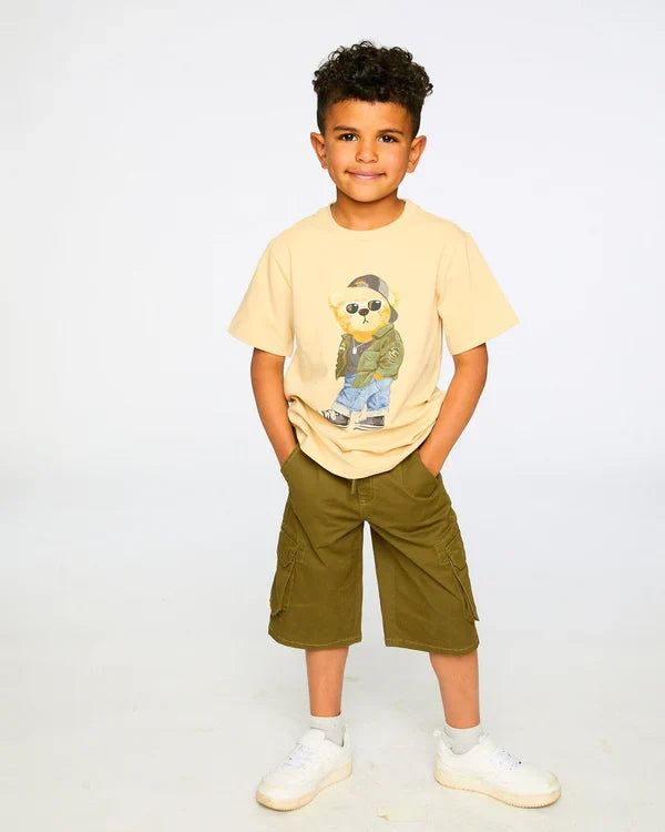 Deux Par Deux Organic Jersey T-Shirt with Print - Warm Sand