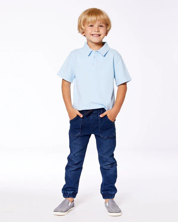 Deux Par Deux Polo T-Shirt - Pale Blue