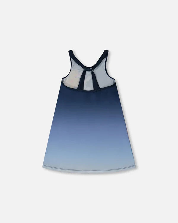 Deux Par Deux Printed Beach Dress Mood Indigo - Navy Flowers