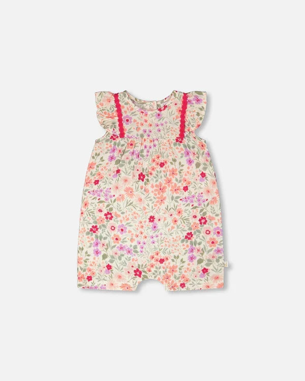 Deux Par Deux Printed Muslin Romper - Printed Little Meadow