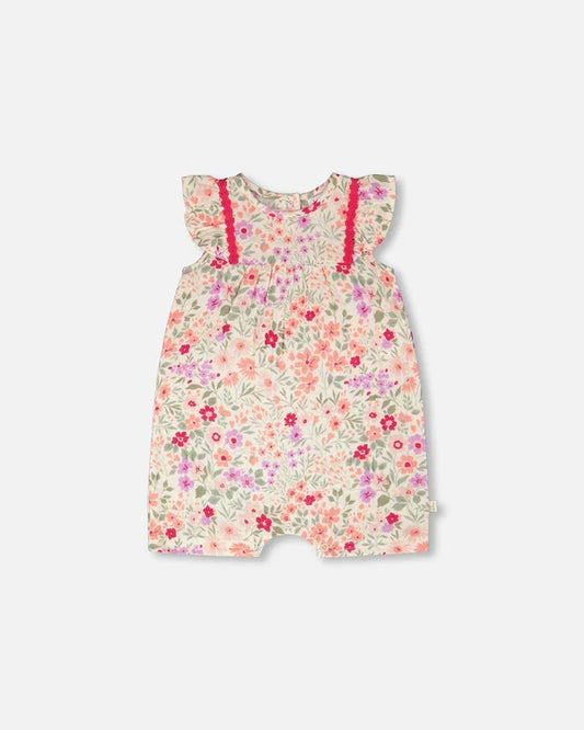 Deux Par Deux Printed Muslin Romper - Printed Little Meadow