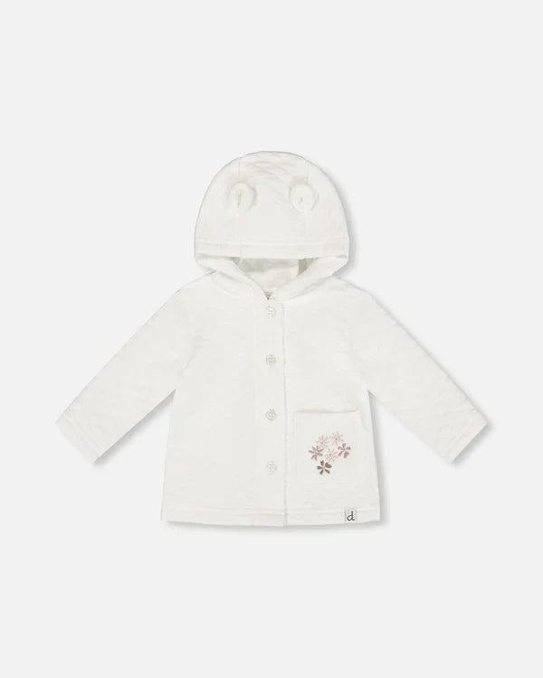 Deux Par Deux Quilted Jacket With Hood - White