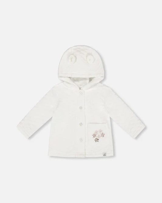 Deux Par Deux Quilted Jacket With Hood - White