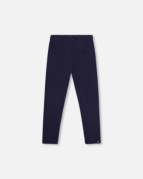 Deux Par Deux Rib Leggings - Peacoat