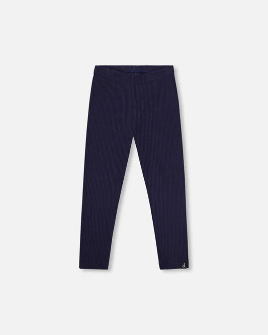 Deux Par Deux Rib Leggings - Peacoat