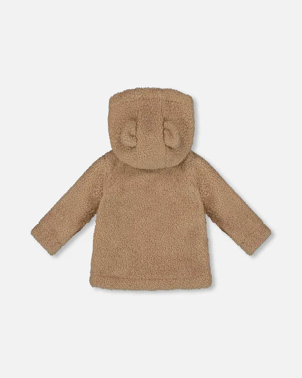 Deux Par Deux Sherpa Bear Hooded Zip Jacket - Brown