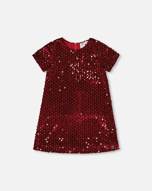 Deux Par Deux Short Sleeve Dress - Rumba Red