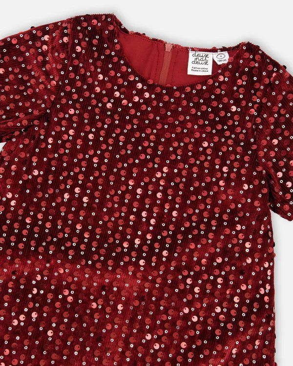 Deux Par Deux Short Sleeve Dress - Rumba Red