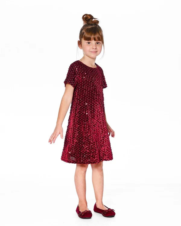 Deux Par Deux Short Sleeve Dress - Rumba Red