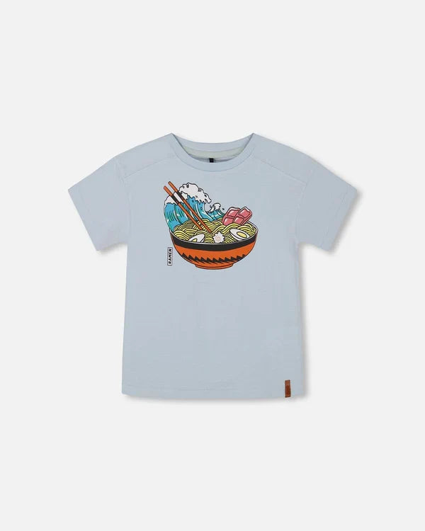 Deux Par Deux Short Sleeve Graphic Tee - Ramen Baby Blue