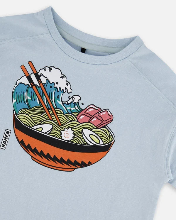 Deux Par Deux Short Sleeve Graphic Tee - Ramen Baby Blue
