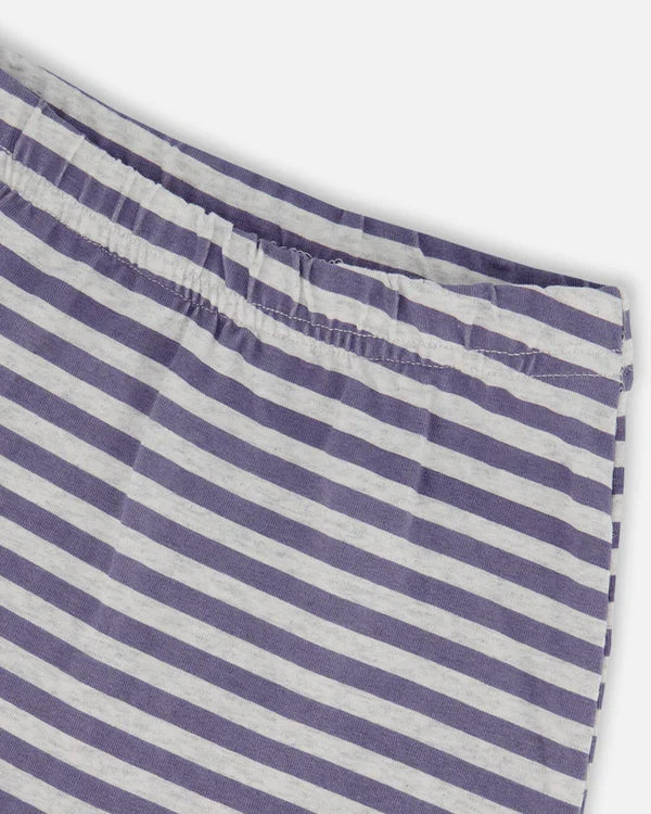 Deux Par Deux Short Sleeve Top & Short Set - Blue Stripes