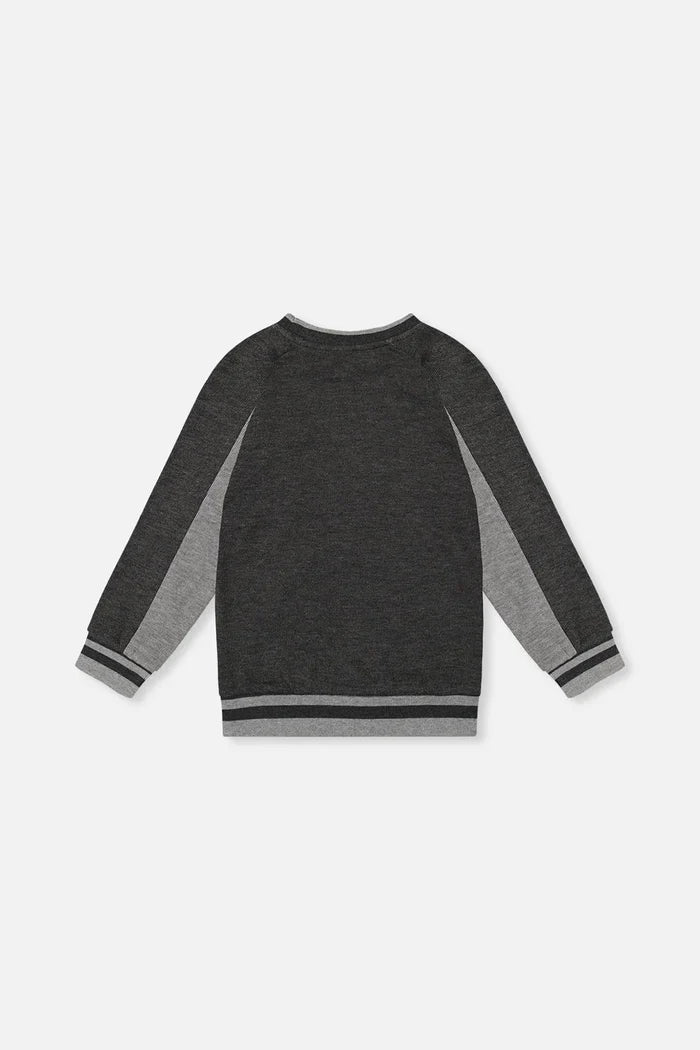 Deux Par Deux Soft Back Rib Sweater - Charcoal Mix