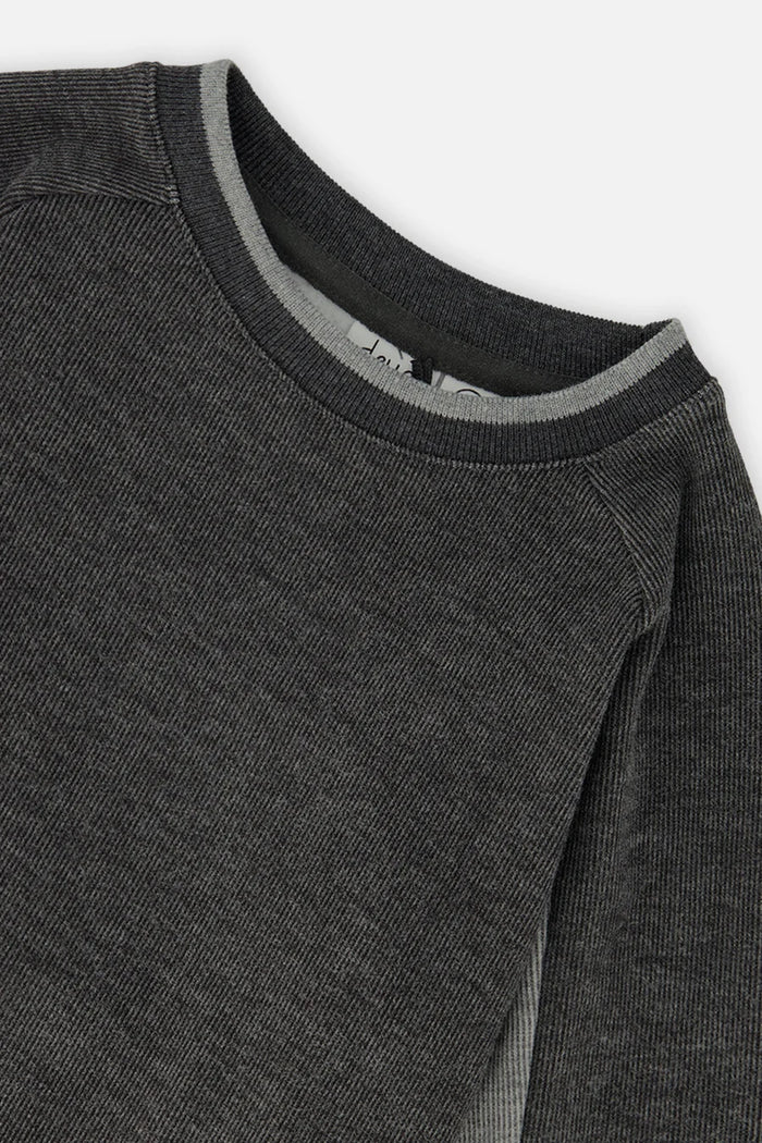 Deux Par Deux Soft Back Rib Sweater - Charcoal Mix