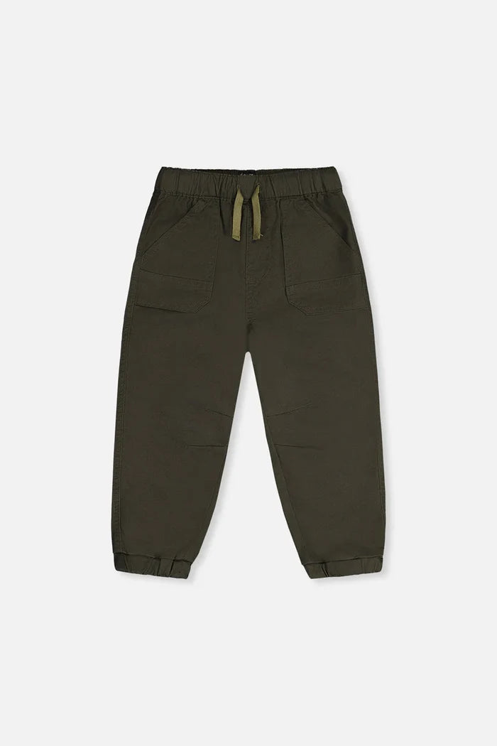 Deux Par Deux Stretch Canvas Jogger Pants with Patch - Beetle