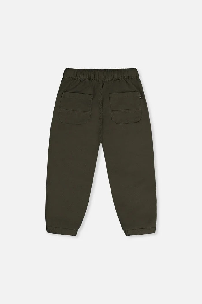 Deux Par Deux Stretch Canvas Jogger Pants with Patch - Beetle