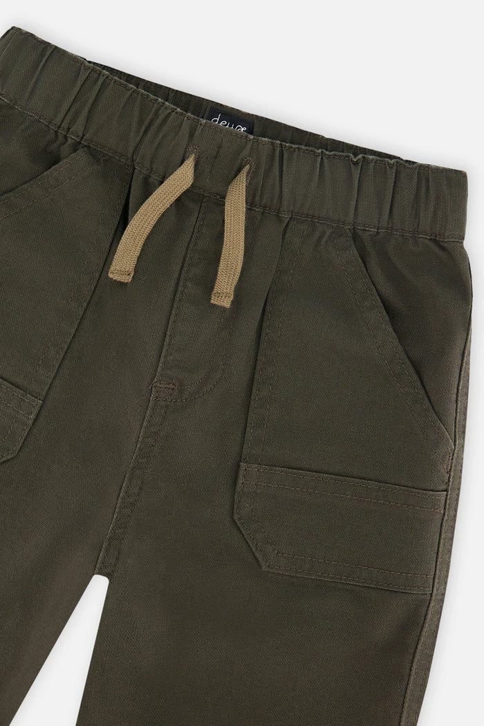 Deux Par Deux Stretch Canvas Jogger Pants with Patch - Beetle
