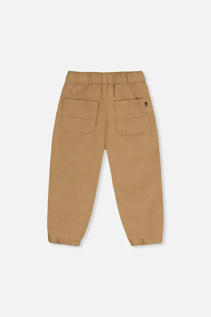Deux Par Deux Stretch Canvas Jogger Pants with Patch - Tan