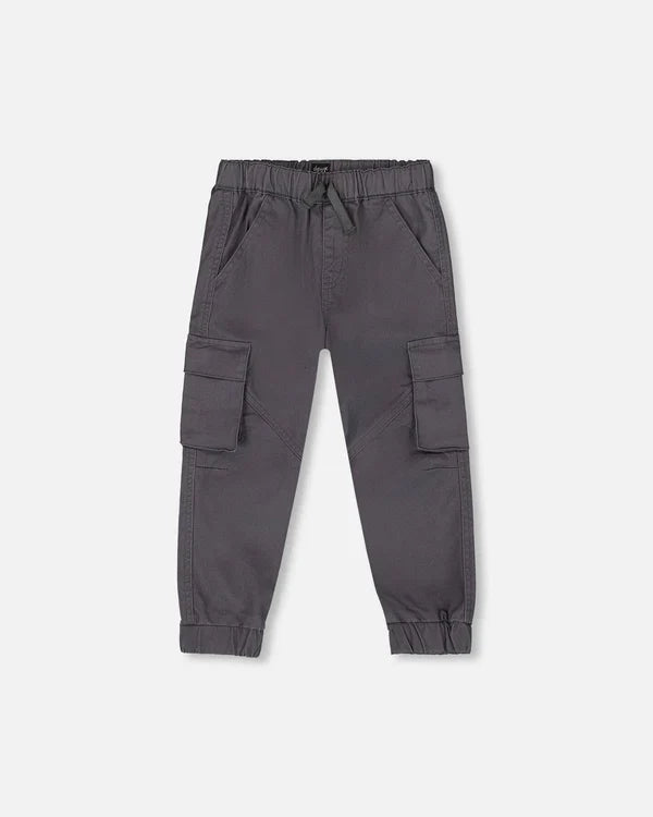 Deux Par Deux Stretch Twill Jogger with Cargo Pockets - China Blue/Dark Gray