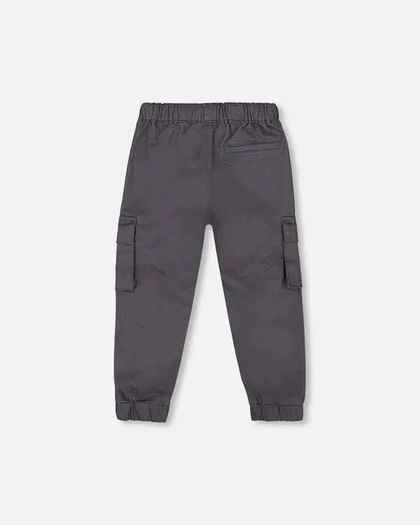 Deux Par Deux Stretch Twill Jogger with Cargo Pockets - China Blue/Dark Gray