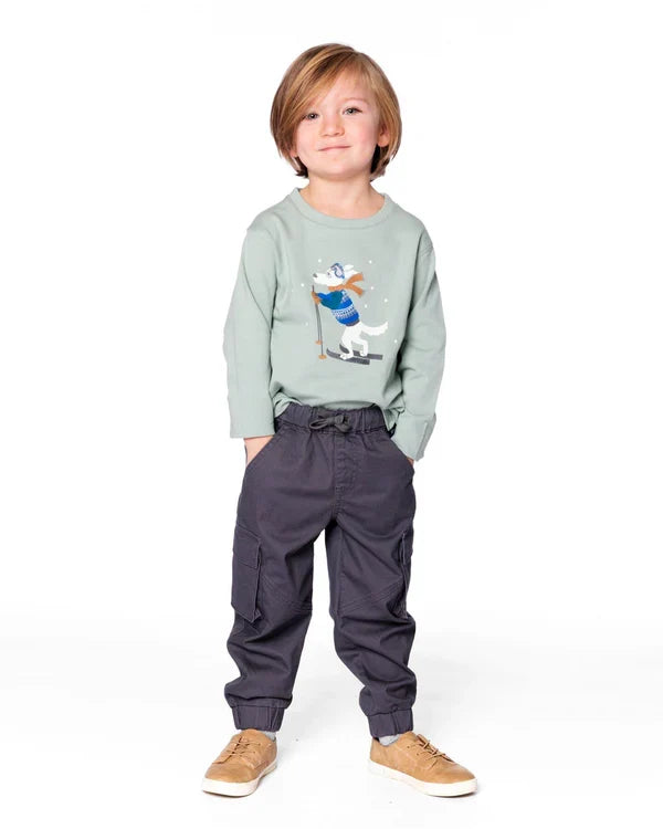 Deux Par Deux Stretch Twill Jogger with Cargo Pockets - China Blue/Dark Gray