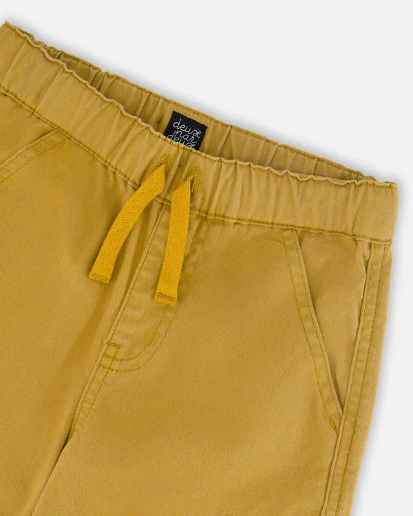 Deux Par Deux Stretch Twill Jogger with Cargo Pockets - Wood Thrush/Ocre Tan