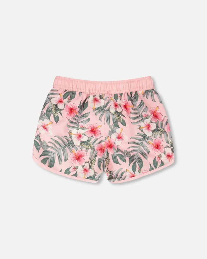 Deux Par Deux Swim Shorts - Pink Hibiscus