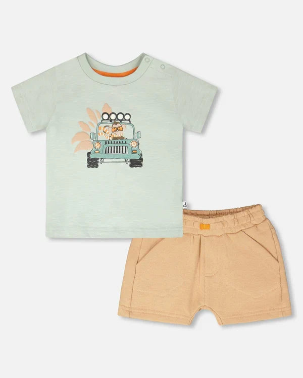 Deux Par Deux T-Shirt & Shorts Set - Surf Spray