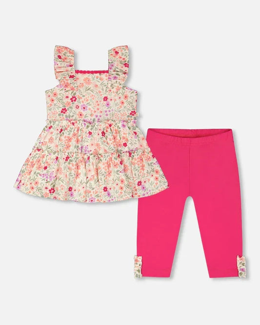 Deux Par Deux Tunic & Capri Set - Printed Little Meadow