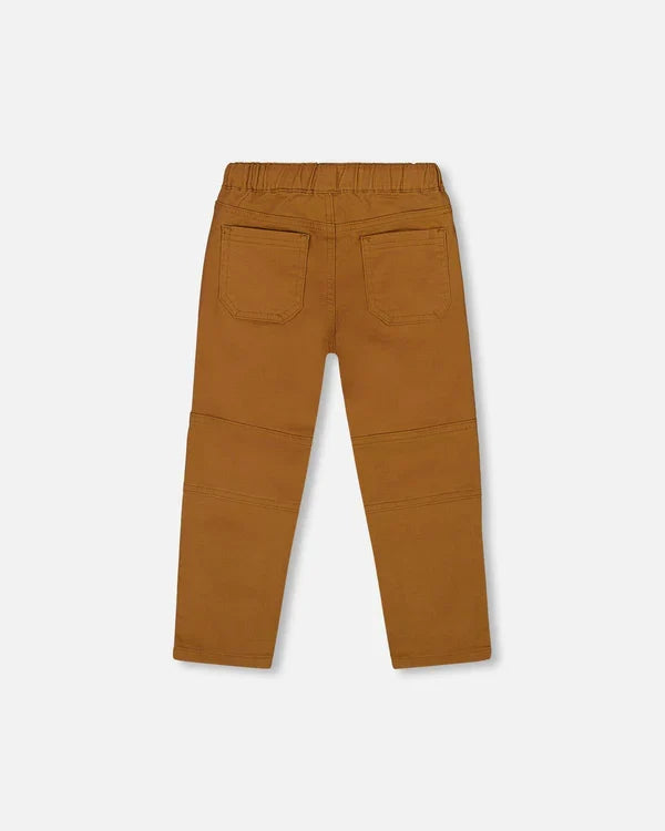 Deux Par Deux Twill Jogger Pant with Patch Pockets - Bronze Brown