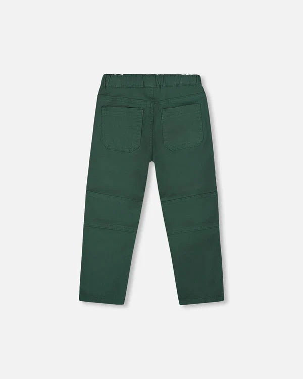 Deux Par Deux Twill Jogger Pant with Patch Pockets - Hunter/Forest Green