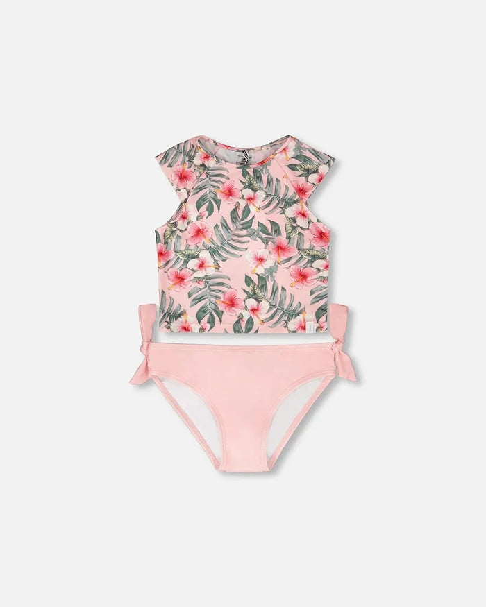 Deux Par Deux Two-Piece Swimsuit - Pink Hibiscus
