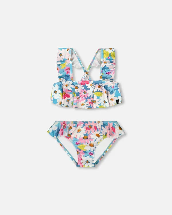 Deux Par Deux Two-Piece Swimsuit With Frills - Flower