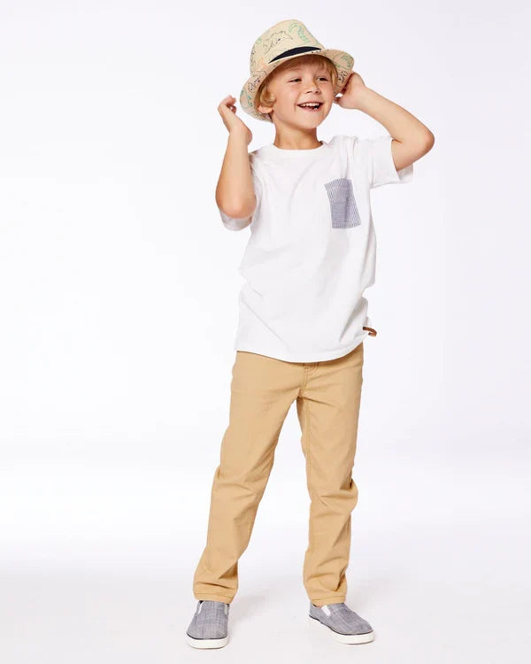 Deux Par Duex Short Sleeve T-Shirt With Chest Pocket - White