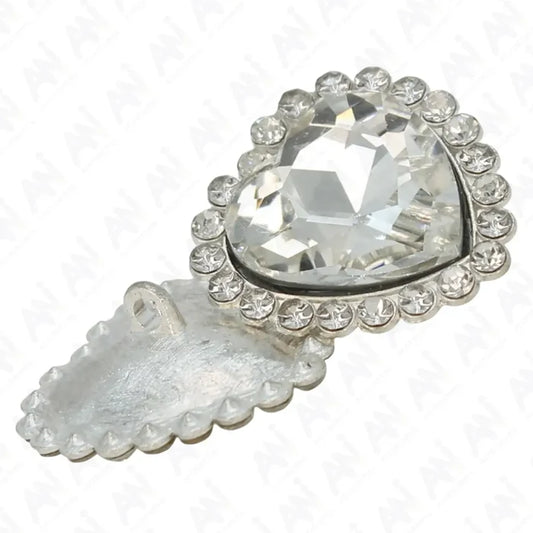 Diamond Heart shape Silver Metal Buttons | 19mm(30L) & 25mm(40L)