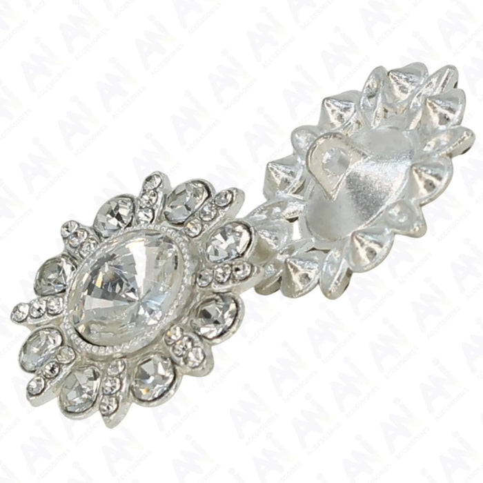 Dome Rhinestone Silver Metal Buttons | 23mm(36L)