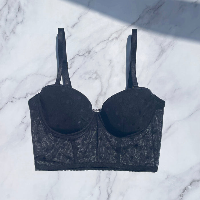 Dot Strapless Bra | Black