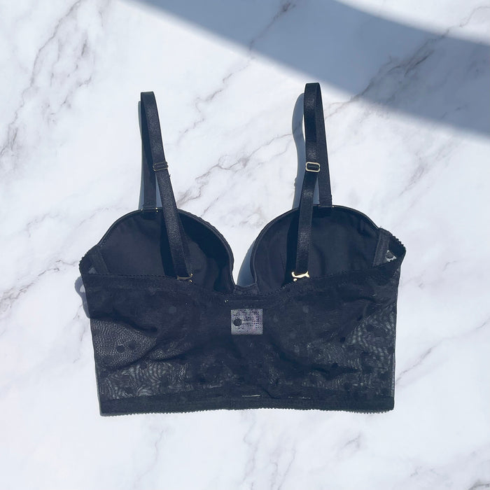 Dot Strapless Bra | Black