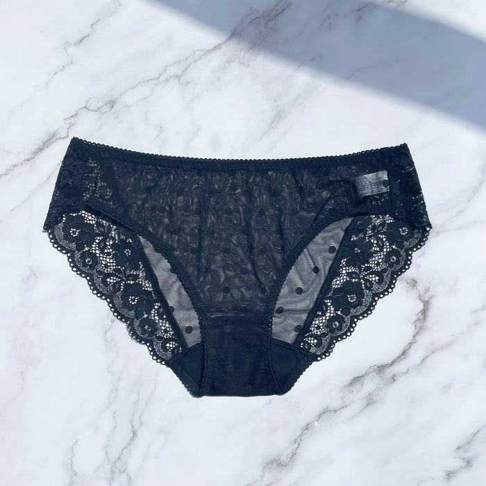 Dot Strapless Set Bikini | Black