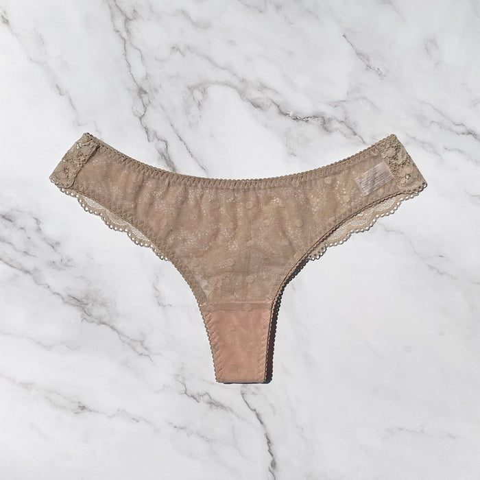 Dot Strapless Set Thong | Beige