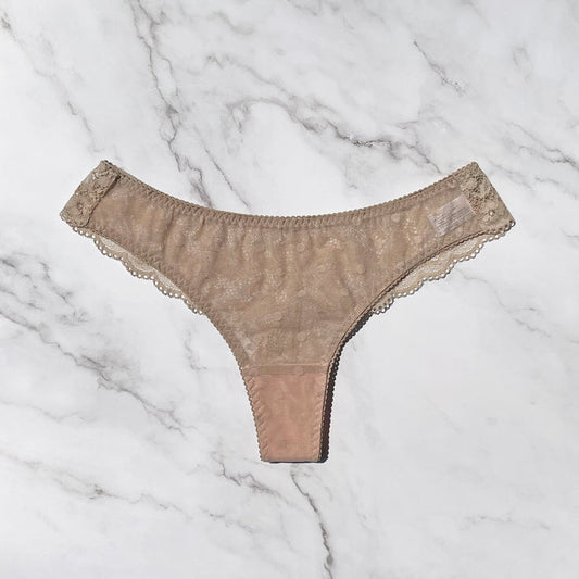 Dot Strapless Set Thong | Beige
