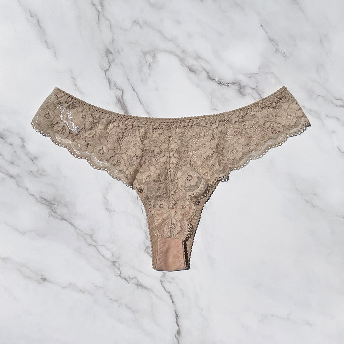 Dot Strapless Set Thong | Beige