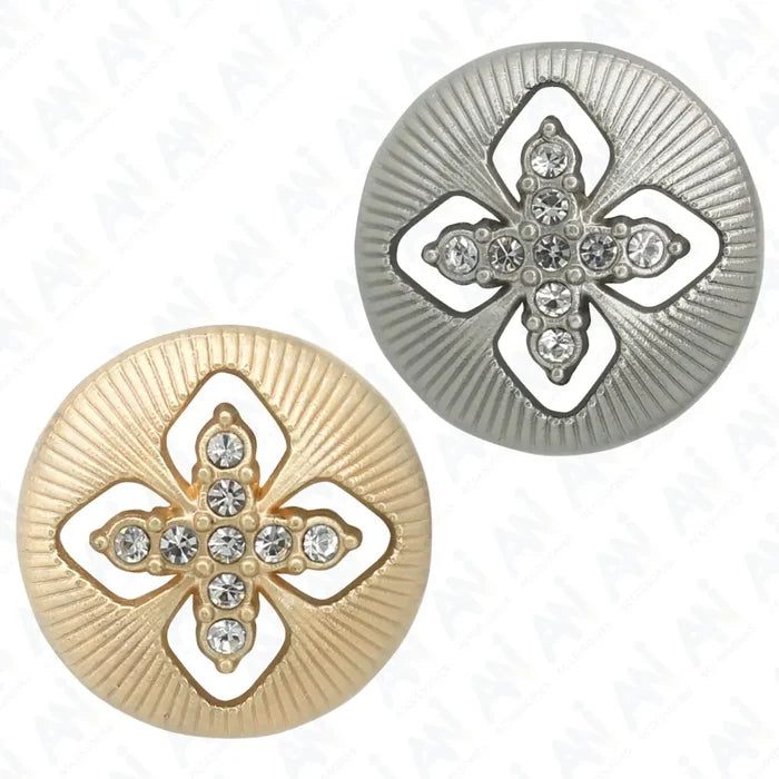 Elegant Crystal Accents  Silver Buttons | 18mm(28L) & 23mm(36L)