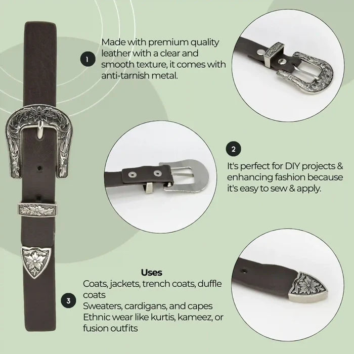 Engraved Floral Style Buckles | 2 Piece